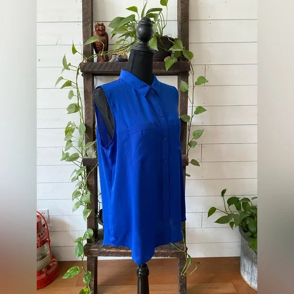 Apt 9: Elegant Royal Blue Button Down Shirt - Picture 14 of 17